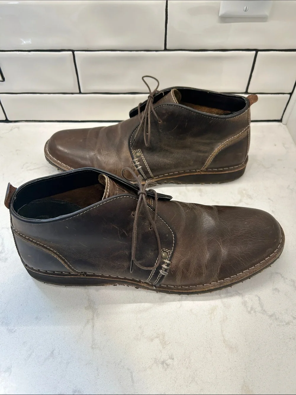 Crevo‎ Longport Mens Size 12 Brown Leather Casual Ankle Chukka Boot Shoes